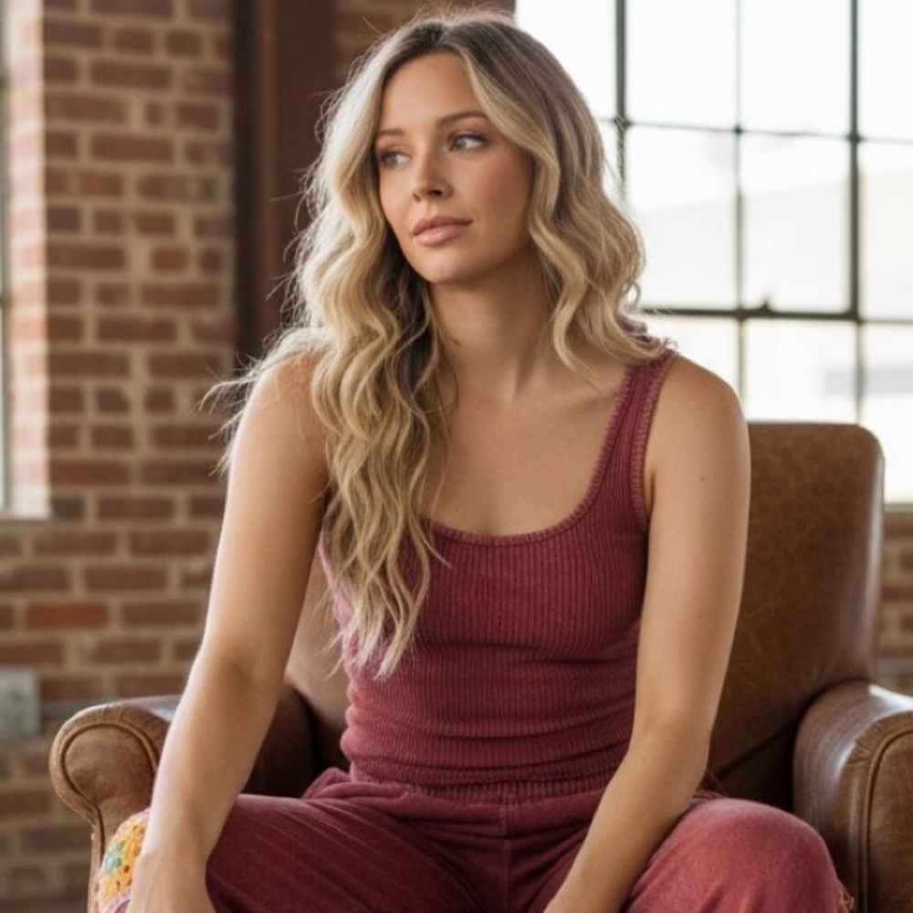 J. Her Washed Soft Fabrication Ribbed Tank Top - Picture 2 of 11